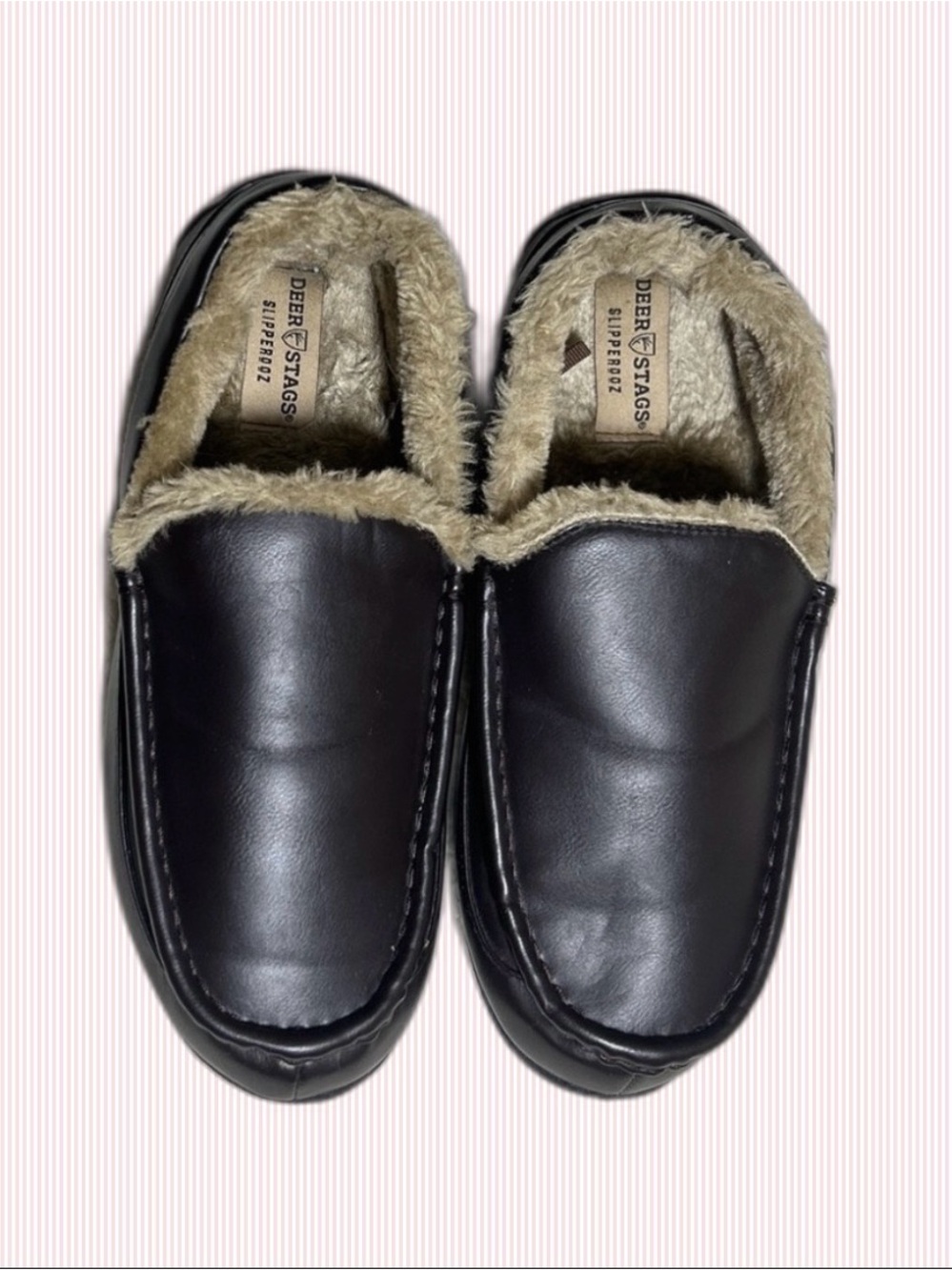 Deer Stags Men's Chocolate Brown Slip-Ons with Cream Lining